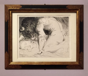 Minotaur Kneeling Over Sleeping Girl, 1933, Drypoint